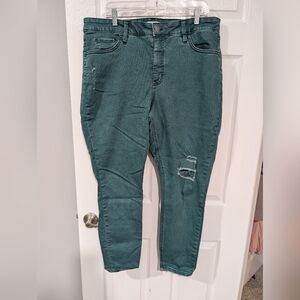 Ava & Viv Teal High Rise Slim No Gap Distressed Skinny Jeans in Size 20W